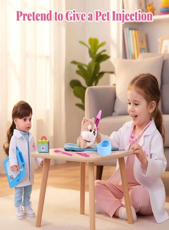 BABESIDE دمية طفلة واقعية من بيبي سايد الأمريكية - مجموعة لعب طبيبة بيطرية بطول 16 بوصة مع ذيل حصان بني طويل، تتضمن جميع ملحقات اللعبة، مناسبة كهدية عيد ميلاد أو للعب التخيلي أو حتى عيد الميلاد. - Image 2